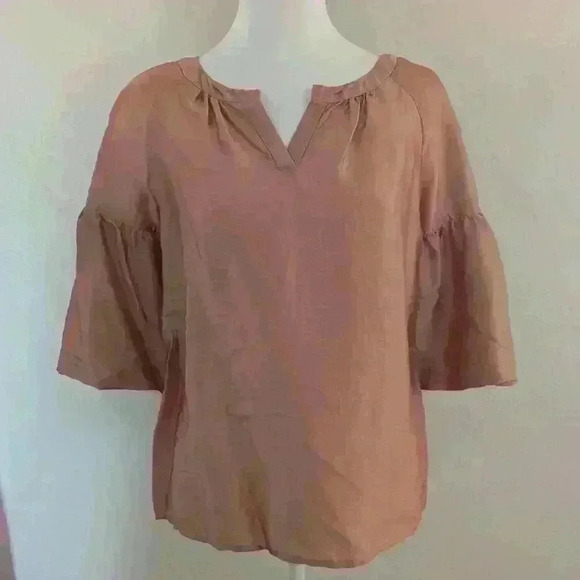 Talbots Peach/Pink Silk Bell Sleeve Blouse - Picture 1 of 11